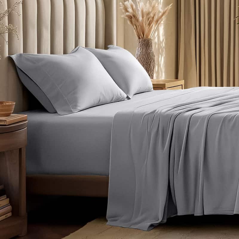 Bare Home Organic Cotton Jersey Sheet Set - Full - Light Grey