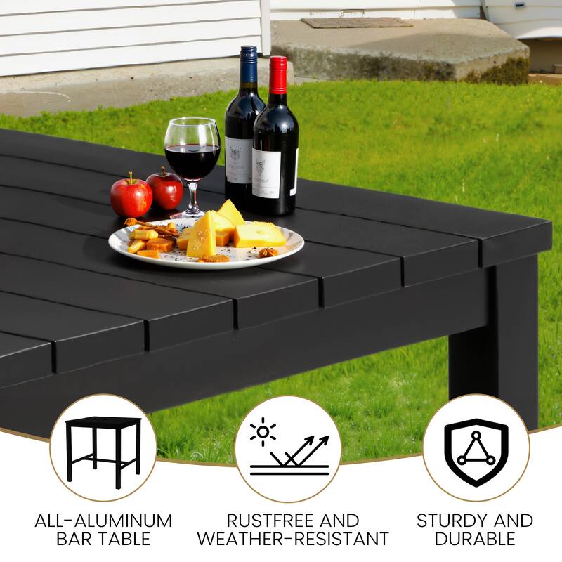 3/5-Piece Patio Bar Stool Set Swivel Aluminum Bar Stools with Sunbrella Cushion and Table Set
