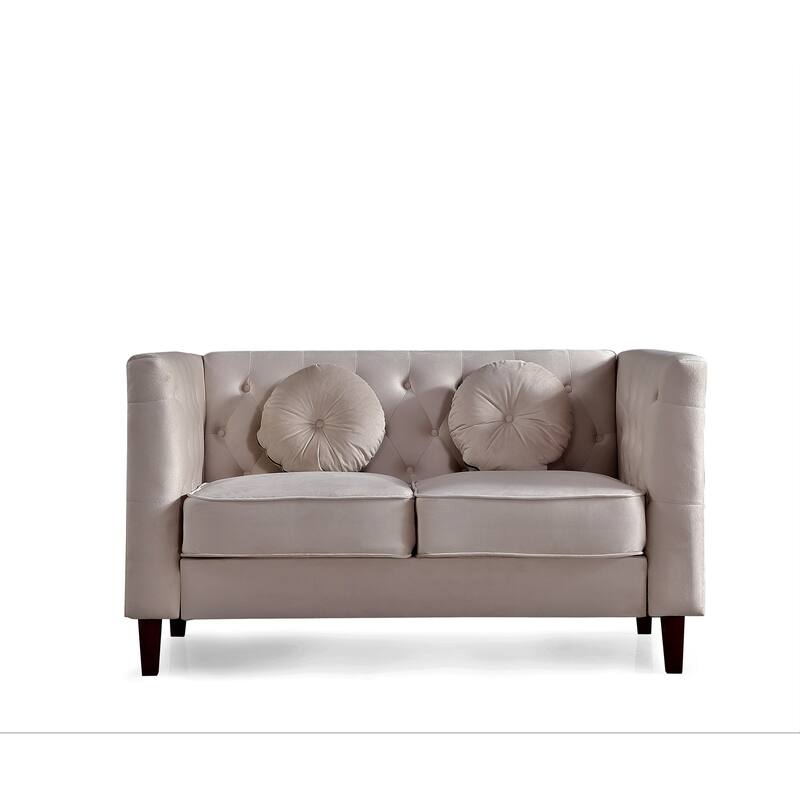 US PRIDE FURNITURE Velvet Classic Chesterfield 2 pieces Living Room Sets, Sofa and Lovesat