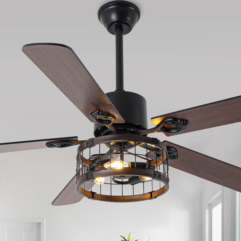 Bella Depot 52" Industrial Cage Ceiling Fan with Light and Remote