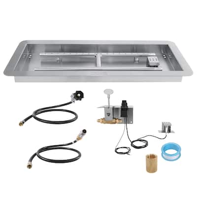 VEVOR 24x8 30x10 & 36x12 inch Rectangular Fire Pit Pan Stainless Steel 120,000 to 150,000 BTU for Indoor Outdoor