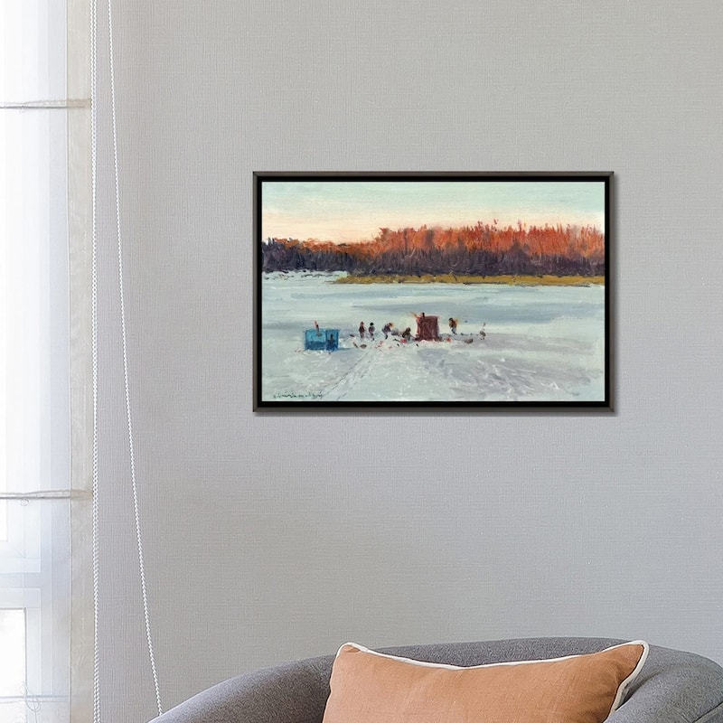 iCanvas "Ice Fishing Sunset" by Ernest Chiriacka Framed