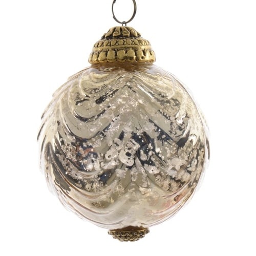 Mercury Glass Ball with Gold Top