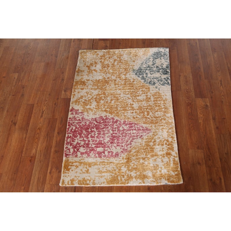 Contemporary Abstract Oriental Foyer Rug Hand-Knotted Wool Carpet - 2'0"x 3'0"