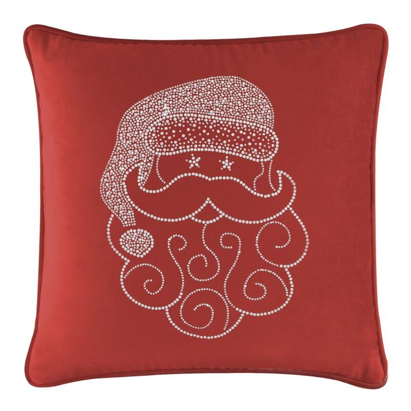 Sparkles Home Santa Rhinestone Pillow - Red Velvet - 16 x 16