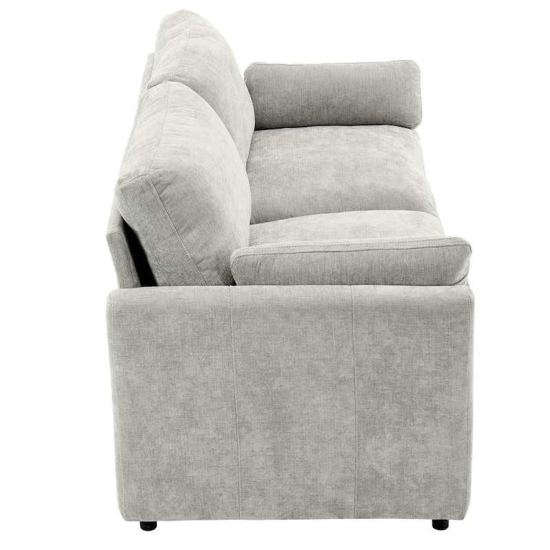 Chenille Loveseat Sofa, Upholstered Tufted Couch with Pillows and Cushion 2 Seater Deep Seat Sofa for Living Room