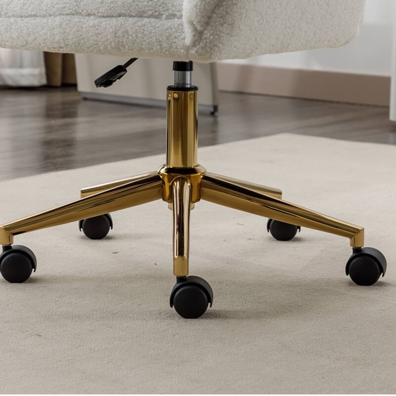 360 Swivel Fabric Home Office Chair With Gold Metal Base