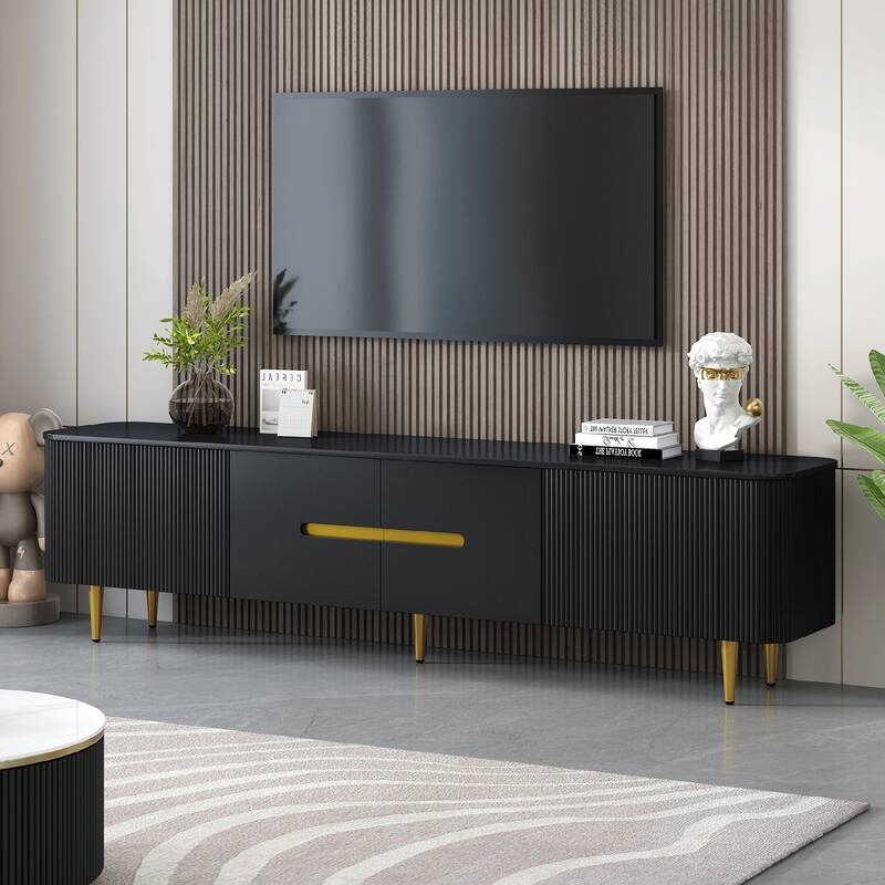 Modern Entertainment Center Media Console with 4 Spacious Cabinets