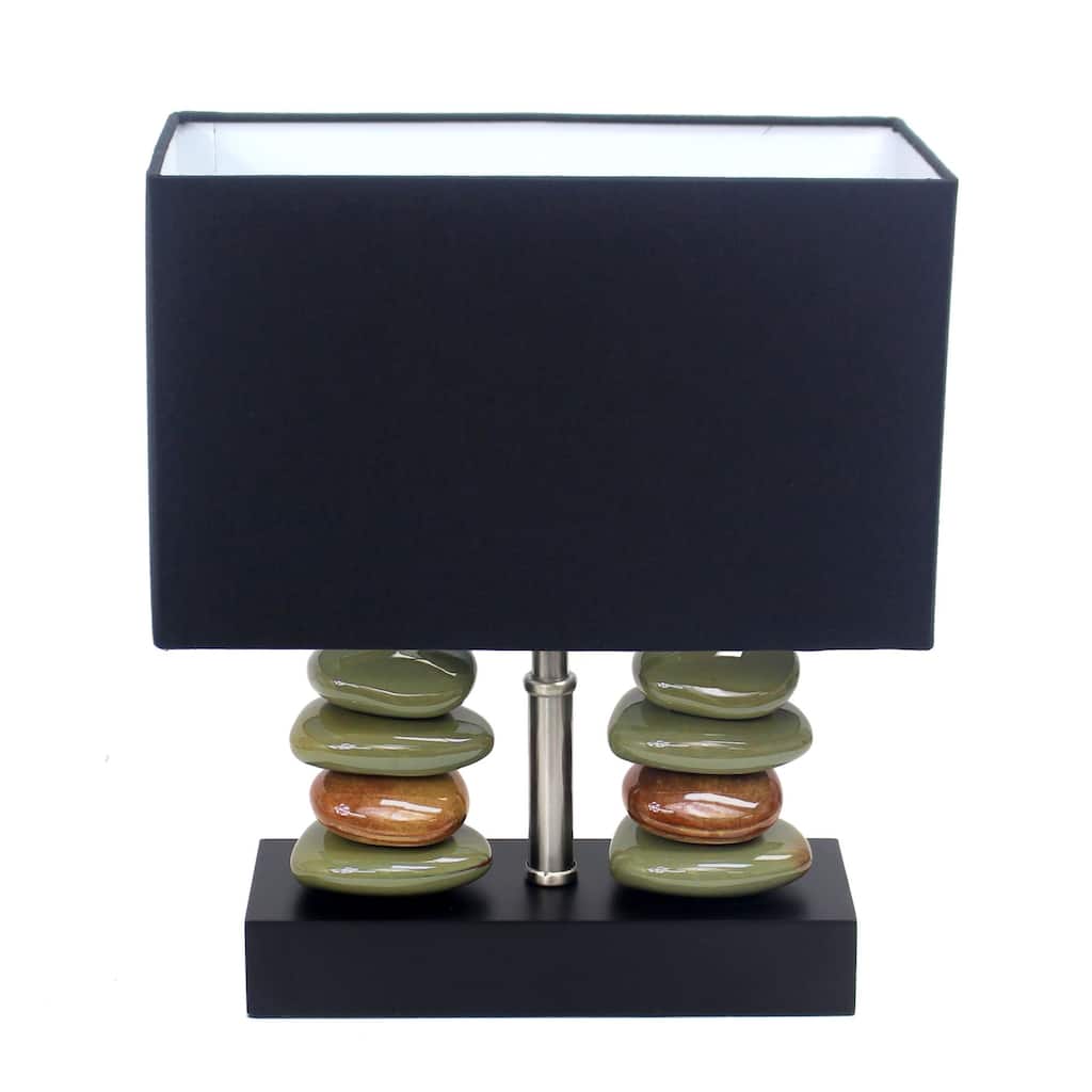 Tranquil Stone Ceramic Table Lamp with Rectangular Shade - 14" - Black