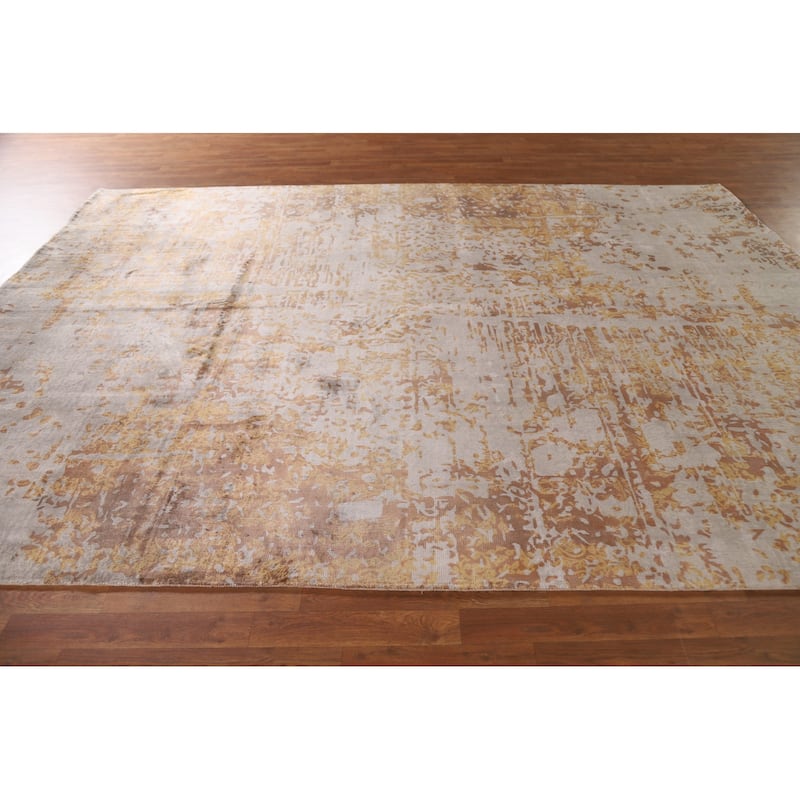 Beige Modern / Abstract Area Rug Hand-Knotted Wool Carpet - 7'11"x 10'1"