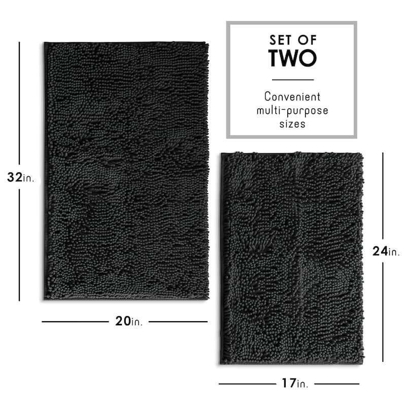 Empyrean Non-Slip Super Plush Chenille Bathroom Rugs