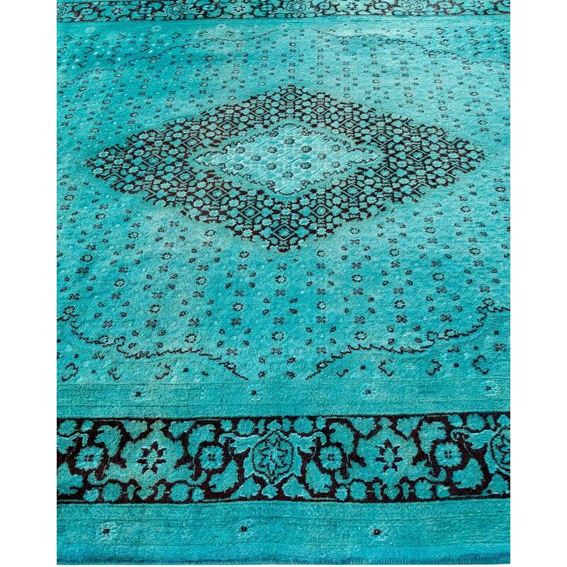 Overton Hand Knotted Wool Vintage Inspired Modern Contemporary Overdyed Blue Area Rug - 6' 0" x 9' 5"