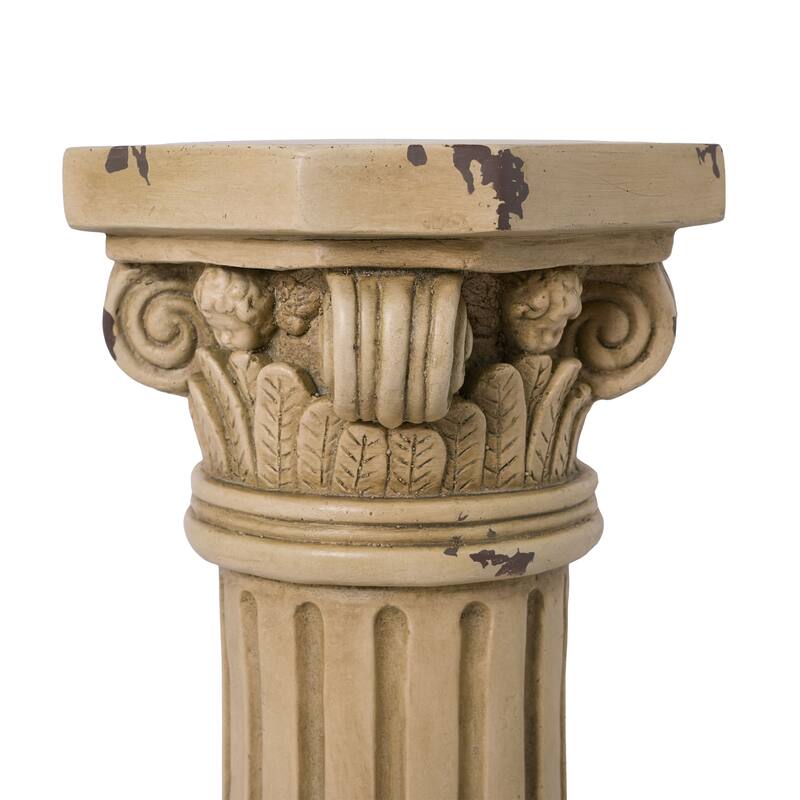 Christopher Knight Home - 18.50"H Classical Ionic MGO Pedestal Plant Stand Side Table for Indoor & Outdoor