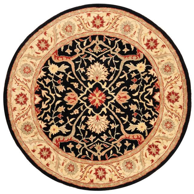 SAFAVIEH Handmade Antiquity Izora Traditional Oriental Wool Rug - 8' x 8' Round - Black