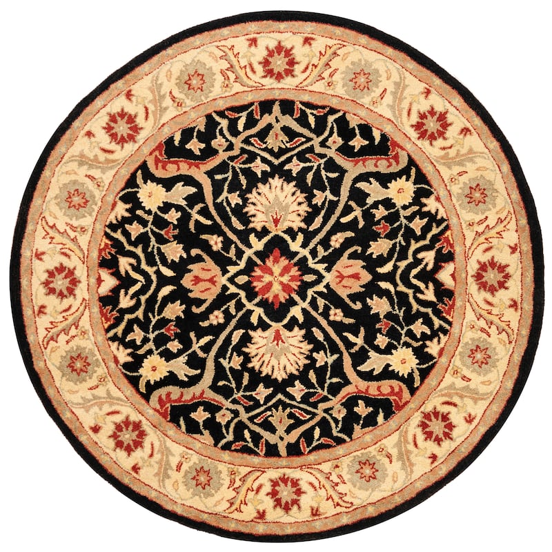 SAFAVIEH Handmade Antiquity Loana Traditional Oriental Wool Rug - 3'6" Round - Black