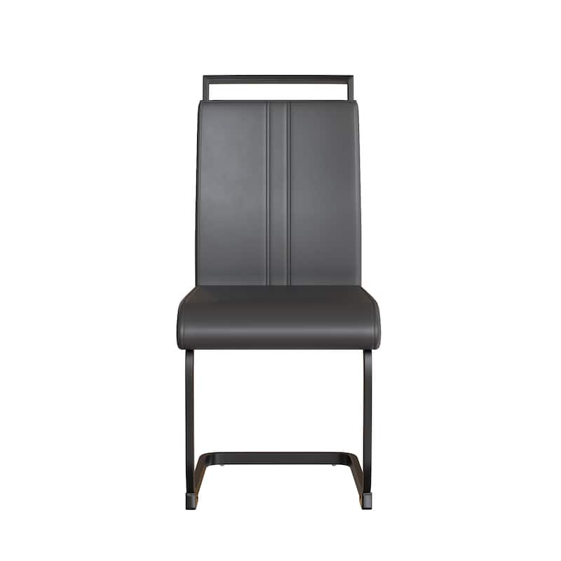 Modern 5-Piece Dining Set with Rectangular Glass Table & High Back Metal C-shaped Tube Chairs