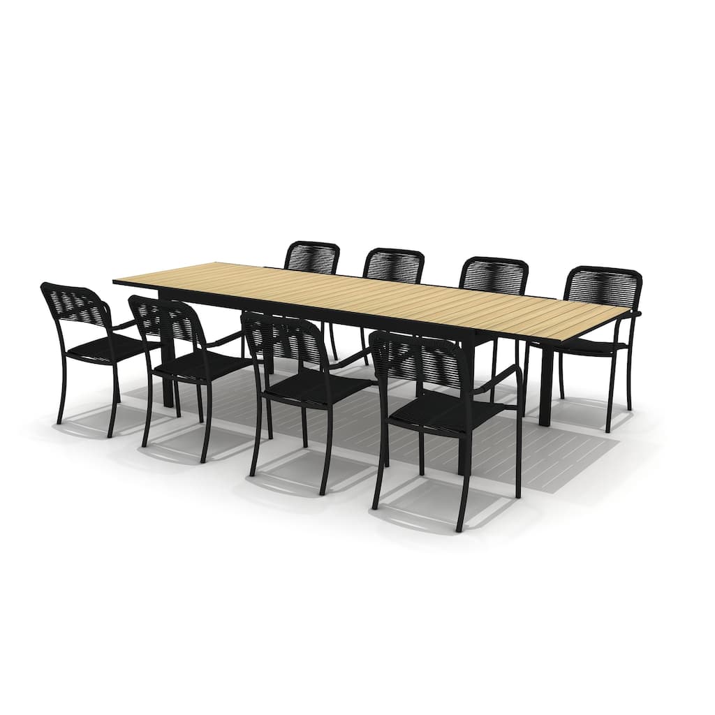 Amazonia Extendable Aluminum and Rope Outdoor Patio Dining Table