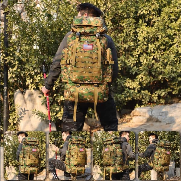 army travel backpack LQArmy 65L MOLLE Tactical for Hiking and Survival works great for a camping Vintage Flair Heavy Duty Military