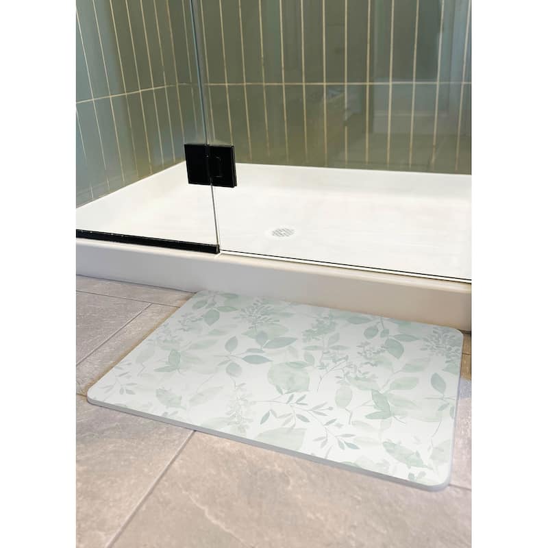 FloorPops Flora Green Stone Quick Drying Mat