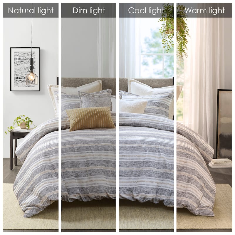 Madison Park Signature Oasis Oversized Chenille Jacquard Comforter Set with Euro Shams and Throw Pillows