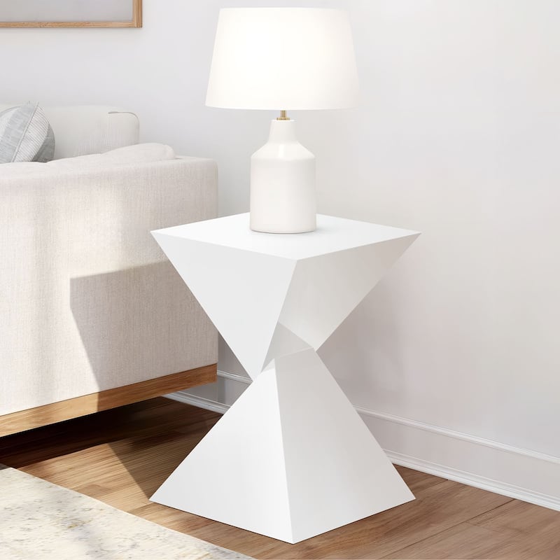 Modern Acrylic Accent End Table, Outdoor Side Tables - 18.11"H x 12.6"W x 12.6"L - White