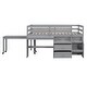 preview thumbnail 5 of 7, Gray Twin Size Wooden Loft Bed with Movable Desk and Small desk, 2 Drawers, Full-Length Guardrail