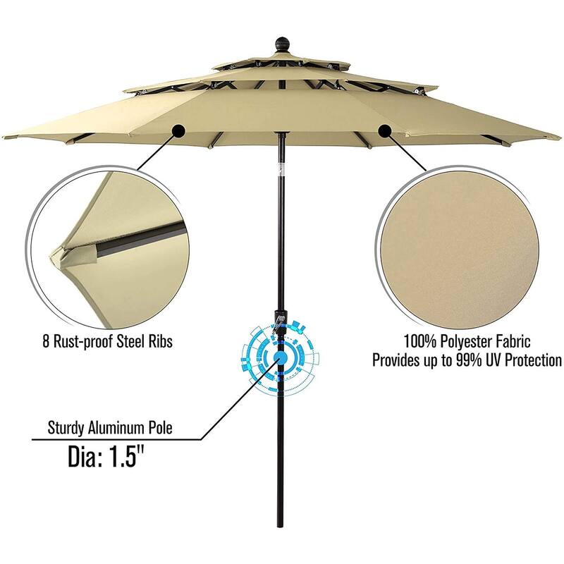 MAISON ARTS Outdoor Patio 6 Pieces Dining Set with Umbrella