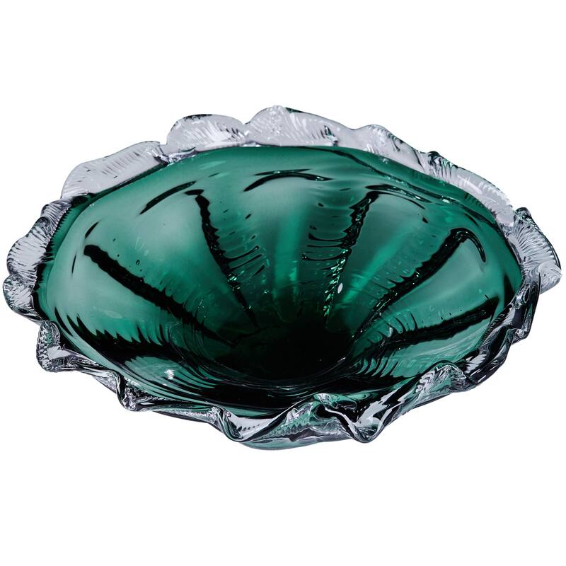 Cascade Petal Platter Scalloped Edge Glass Decorative Bowl for Home