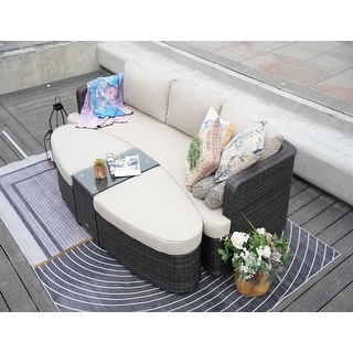 Foxborough chaise lounge set sales with cushions and table