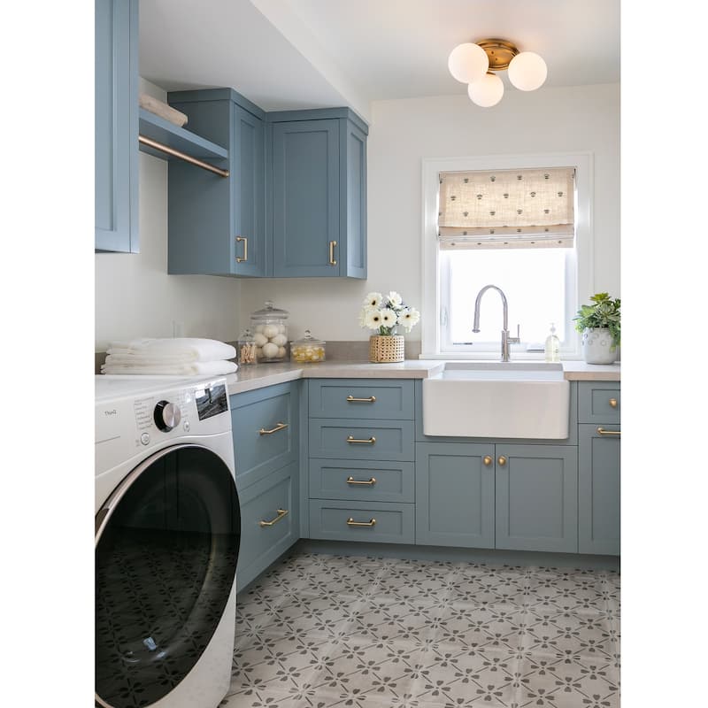 Modern 3-Light Flush Mount Ceiling Light with Opal Glass Globe Shades - Brass