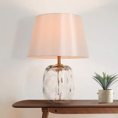 Modern 22.4-inch Wavy Crystal Cylindrical Table Lamp - D 15.7" x H 22.4"