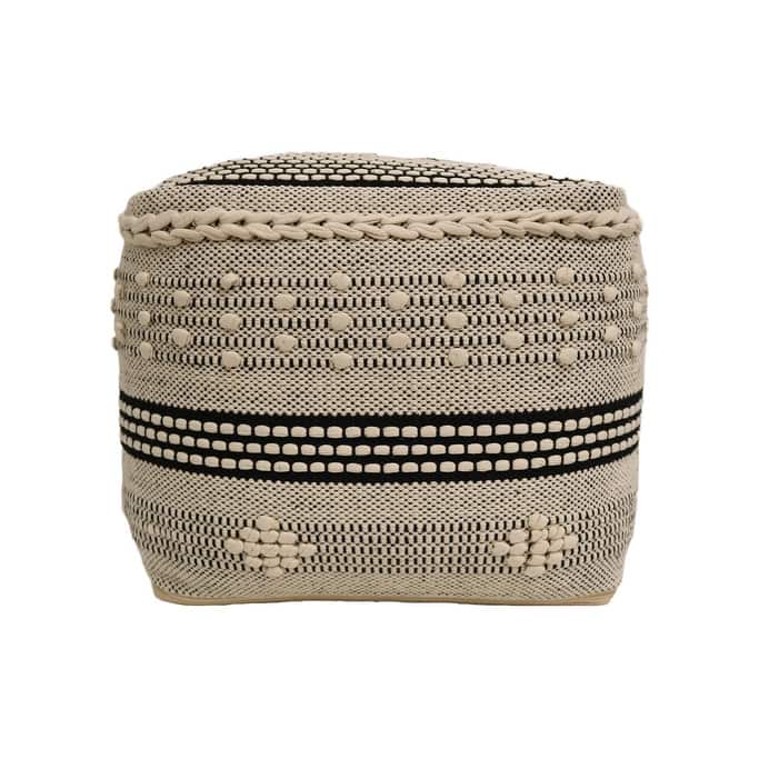 Home&Manor Lucca Cotton Cube Pouf