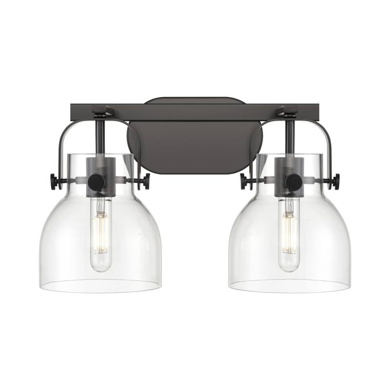 Innovations Lighting 423-2W-10-17 Pilaster II Bell Vanity Pilaster II - Matte Black / Clear