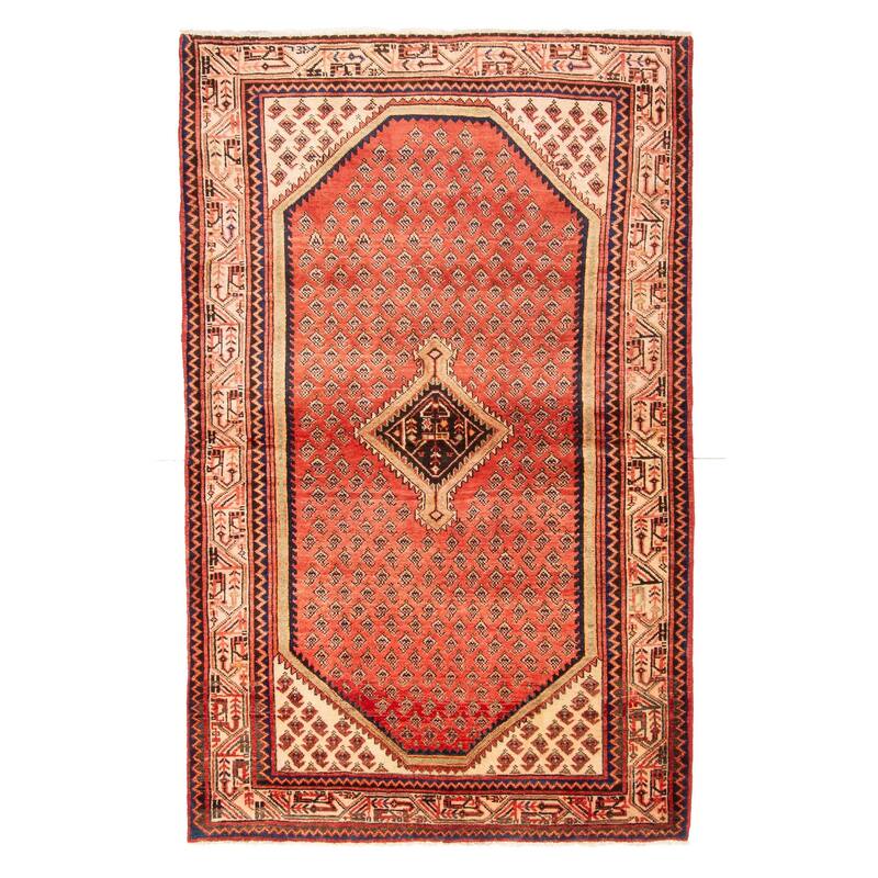 ECARPETGALLERY Hand-knotted Andelz Red Wool Rug - 4'3 x 6'11