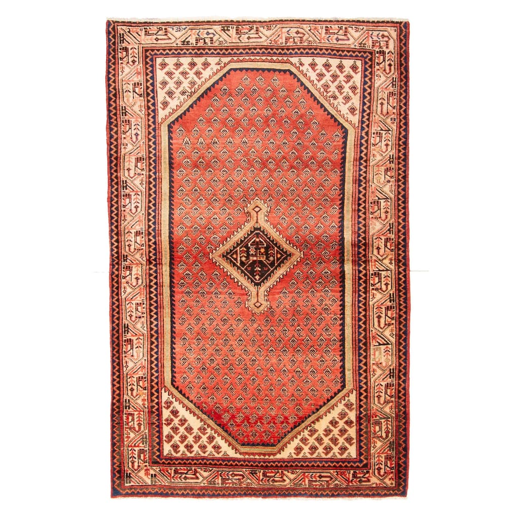 ECARPETGALLERY Hand-knotted Andelz Red Wool Rug - 4'3 x 6'11