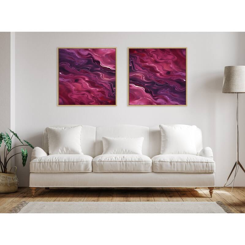Kate and Laurel Sylvie Tonal Purple Plum Framed Canvas by Creative Bunch Studio