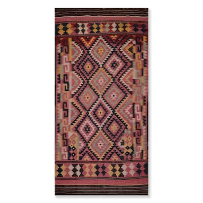 Hand Knotted Southwestern Turkish Kilim Rose,Chocolate Persian Oriental Area Rug Wool Traditional Oriental Area Rug (Palace)