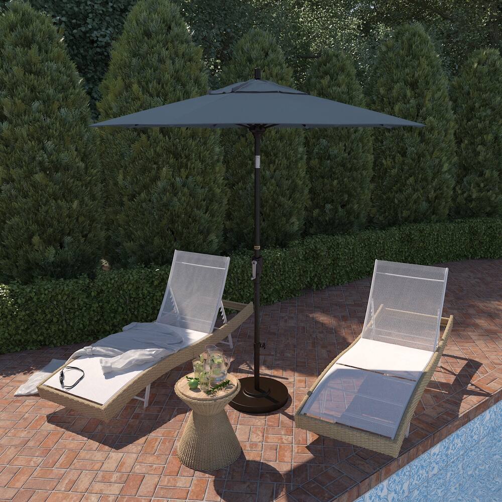 California Umbrella 7.5' Rd. Aluminum Patio Umbrella, Crank Lift with Push Button Tilt, Bronze Finish, Pacifica Fabric