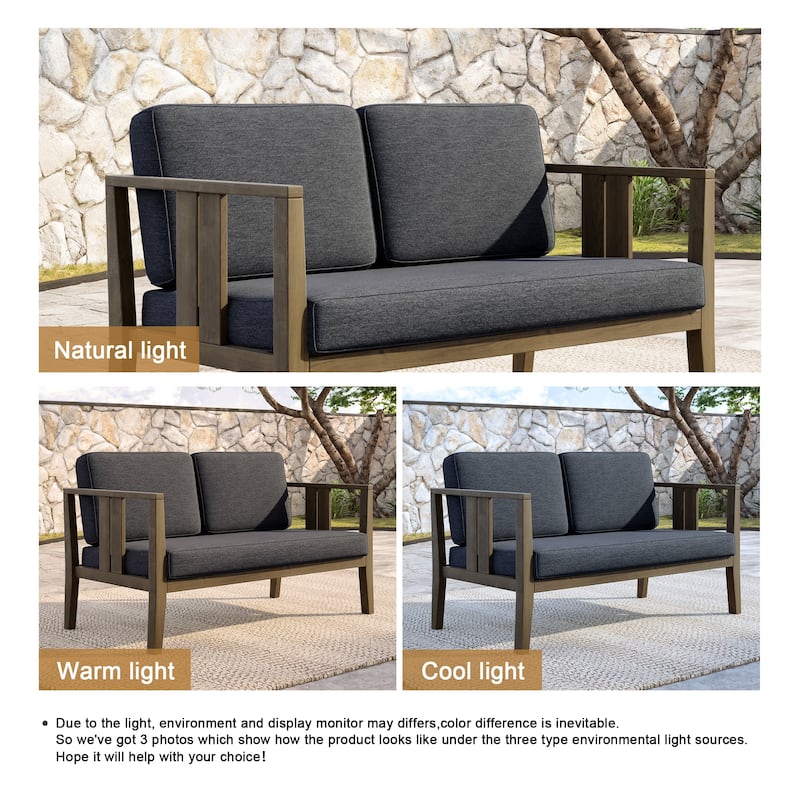 Teak Wood Weatherproof Outdoor Loveseat