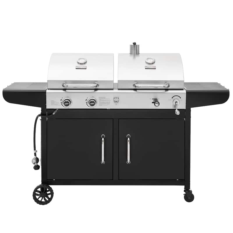 Royal Gourmet 2-Burner Gas and Charcoal Combo Grill, black - Black