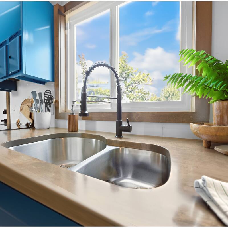 Highpoint Collection Stainless Steel Undermount 70/30 Ratio Double Bowl Kitchen Sink