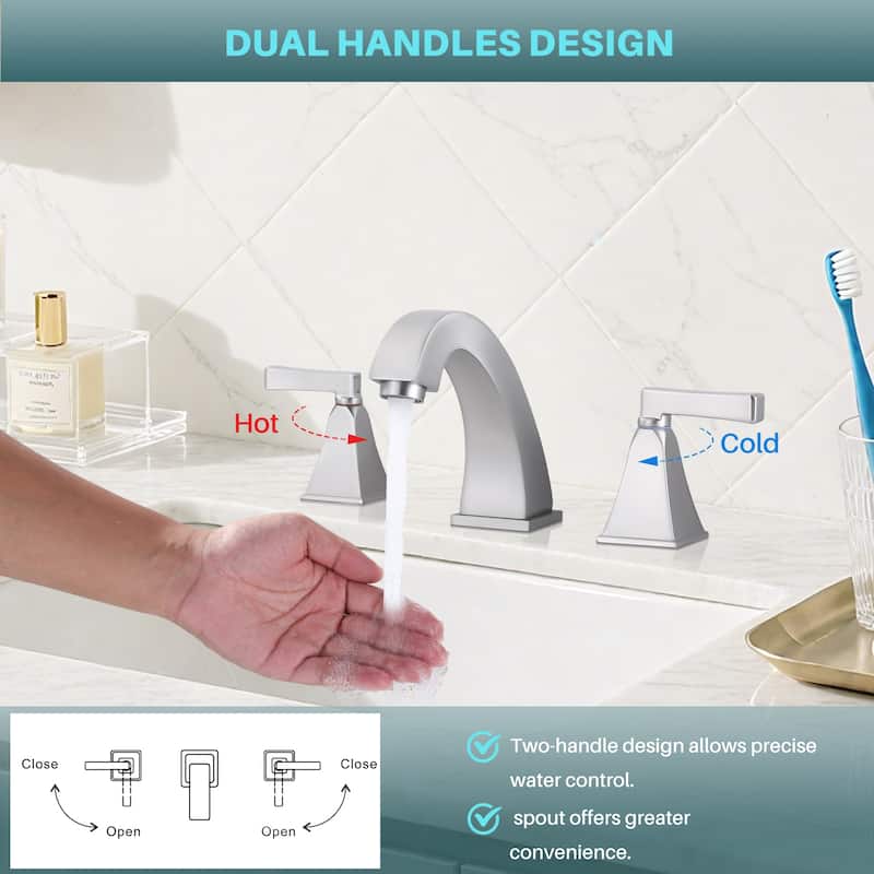 WOWOW 8 in. Widespread Double Handle Bathroom Faucet