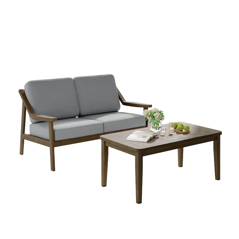 Outdoor Patio Wood Bistro Set/Loveseat Set