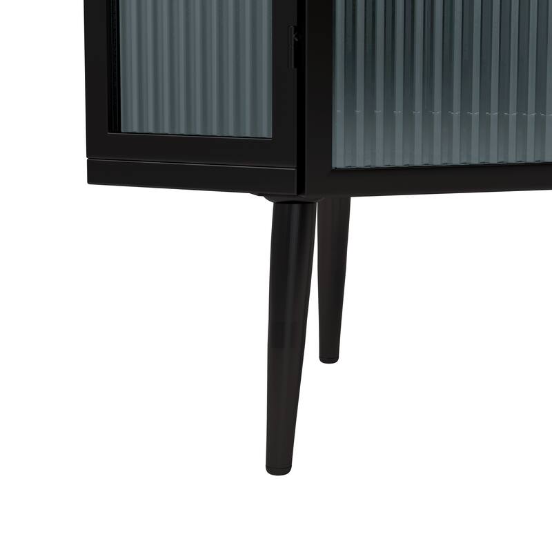 22.25" Floor Coner Cabinet, Three Tiers with Tempered Glass Doors and Storage Shelves for Bathroom, Living Room and Bedroom
