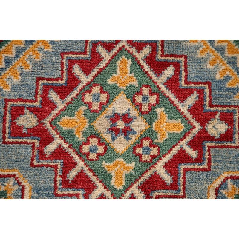 Geometric Kazak Oriental Accent Rug Hand-Knotted Wool Carpet - 3'5"x 5'0"
