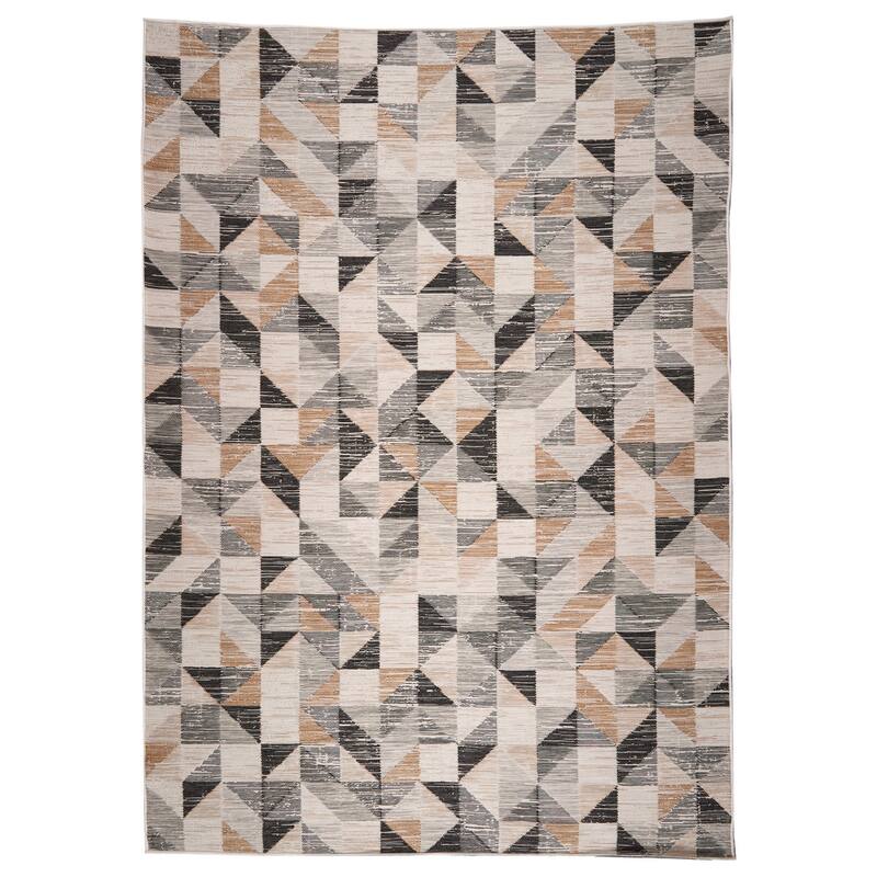 Terra by Obeetee Plaza Tiles Neutral Rug - Lavender/Ivory - 6'7" x 9'4"