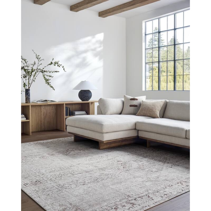 Galey Alix x Livabliss Collins Avenue VII Vintage Medallion Area Rug - 5' 2" x 7' - Ivory/Beige