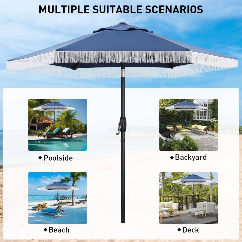 Autlaycil 7.5 ft Outdoor Umbrella Patio with Fringe.