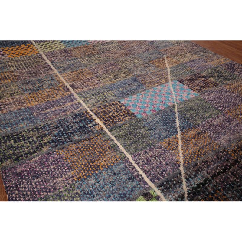 Plush Moroccan Oriental Rug Hand-Knotted Wool Carpet - 7'11" x 10'10"