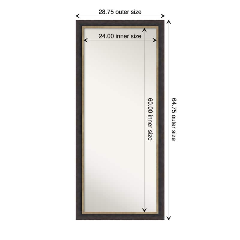 Hammered Charcoal Tan Non-Beveled Wood Framed Full-Length Floor Leaner Mirror - Hammered Charcoal Tan - Glass Size 24x60